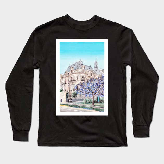 Argentina, Palacio Ortiz Basualdo Long Sleeve T-Shirt by NorrskenArt